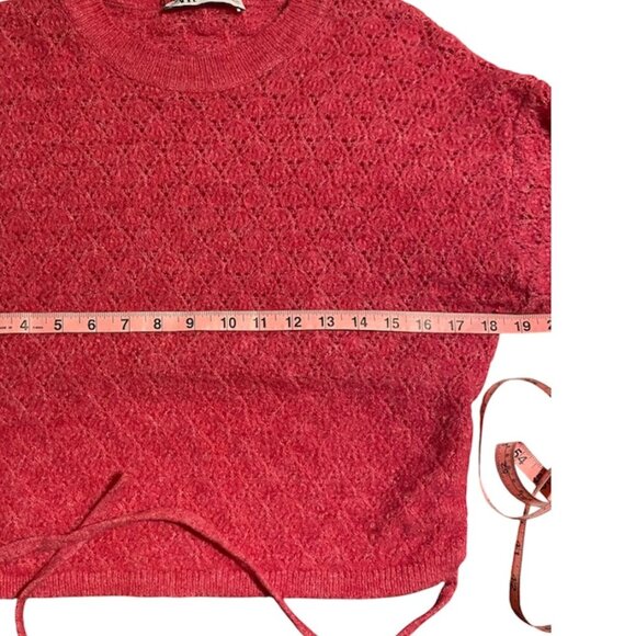 Zara Open Back Knit Pink Sweater Tie Back, Size Small - Picture 15 of 16